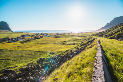 Scenic view of land against clear sky