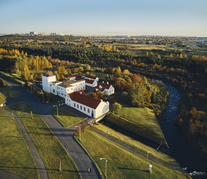 Small settlement in autumn countryside