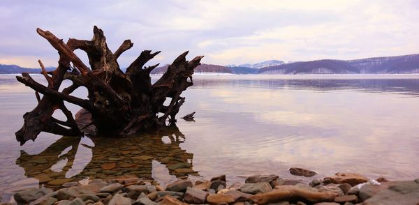 Scenic view of lake against sky