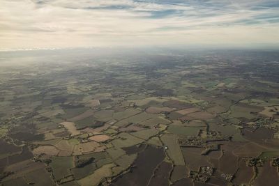 Aerial view of agricultural field in city