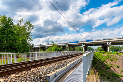 Railroad tracks against sky