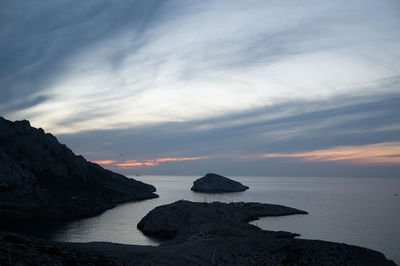 Scenic view of sea against sky during sunset