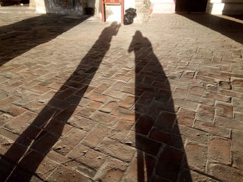 High angle view of shadow on floor