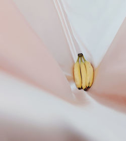 Close-up of banana on pink sheet