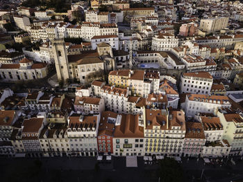 High angle view of buildings in city