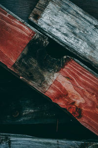 High angle view of old book on table