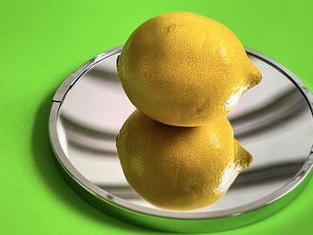 High angle view of fruit in plate