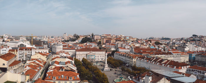 High angle view of townscape against sky