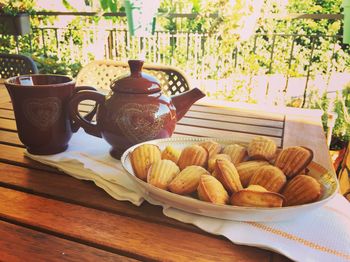 Close-up of breakfast on table
