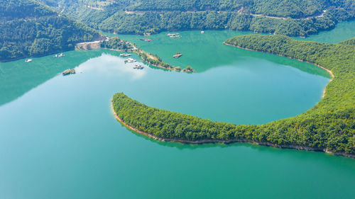 Aerial view vacha dam in summer.