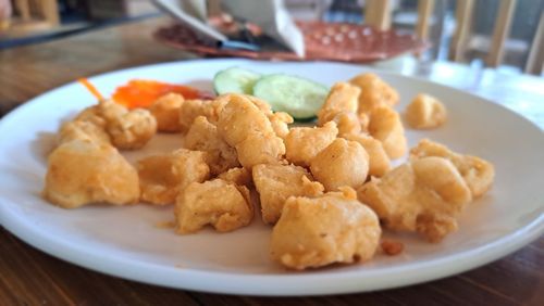 Close-up of food in plate on table