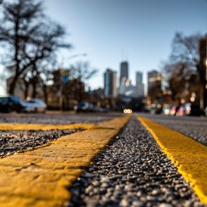 Surface level view of city street