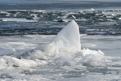 Water splashing in sea during winter