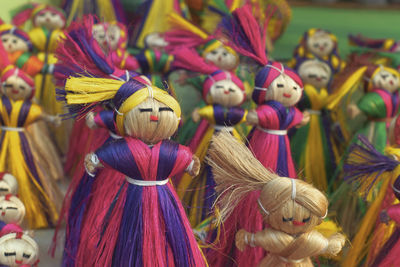 Close-up of toys for sale in market