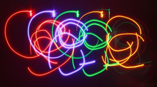 Light painting against a black background