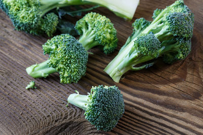 High angle view of chopped vegetables on table