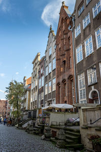 Low angle view of buildings against sky