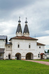 Holy gates with church in ferapontov monastery, russia