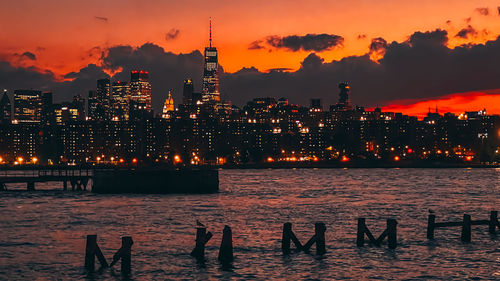Illuminated city at night