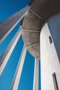 Low angle view of building against blue sky