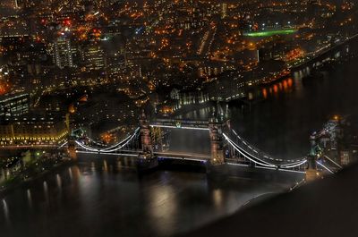 Bridge over river at night