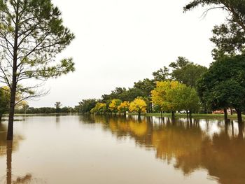 Scenic view of lake against clear sky