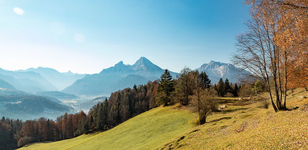 Scenic view of mountains against clear sky