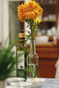 Close-up of flower vase on table