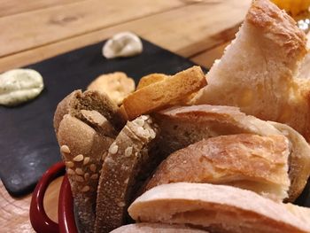 Close-up of bread on table