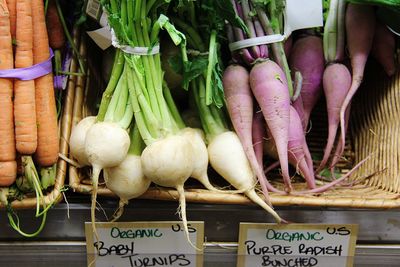 Close-up of vegetables for sale in market