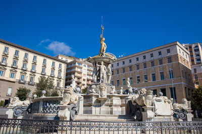 The famous fountain of neptune located at municipio square in naples built on 1600