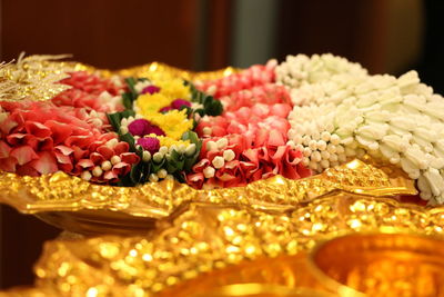 Close-up of flowers on table