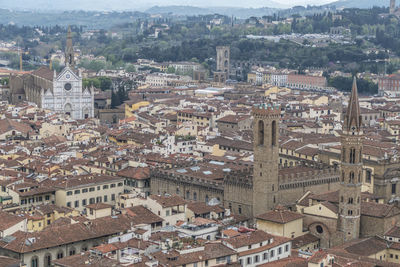 High angle view of buildings in city