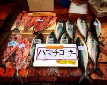 Food for sale at market stall