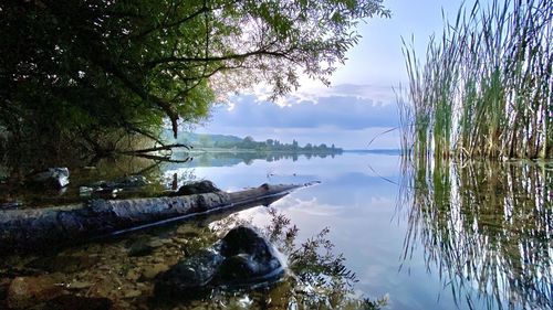 Scenic view of lake against sky