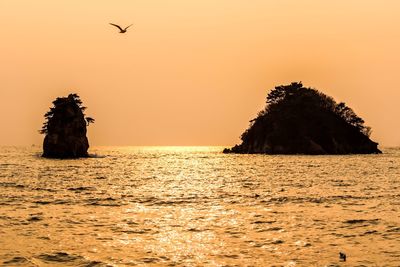 Scenic view of sea against sky during sunset