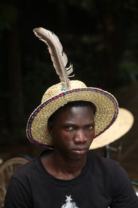 Portrait of man wearing hat