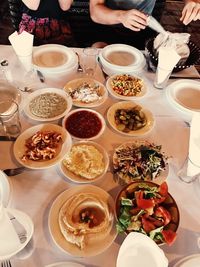 High angle view of food on table