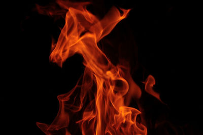 Close-up of flames against black background