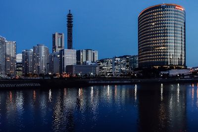 City at waterfront against sky