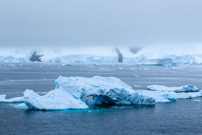 Scenic view of frozen sea against sky