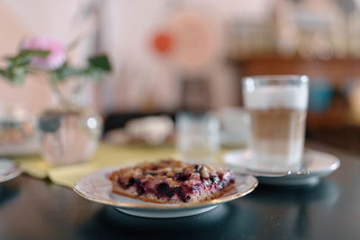 High angle view of breakfast on table