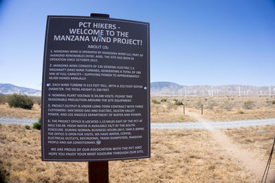 Information sign on landscape