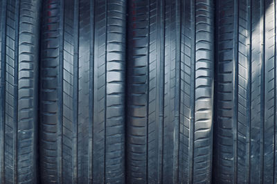 Full frame shot of tires in a row