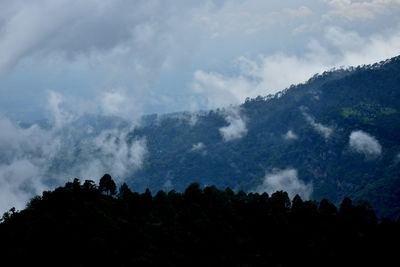Scenic view of silhouette mountain against sky