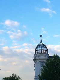 Low angle view of building against blue sky