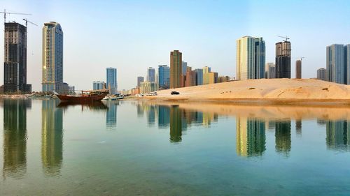 Reflection of buildings in water