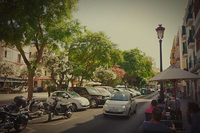 Cars parked on road