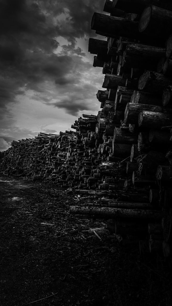 LOW ANGLE VIEW OF STACK AGAINST SKY