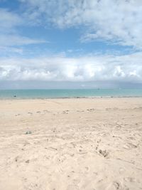 Scenic view of sea against cloudy sky